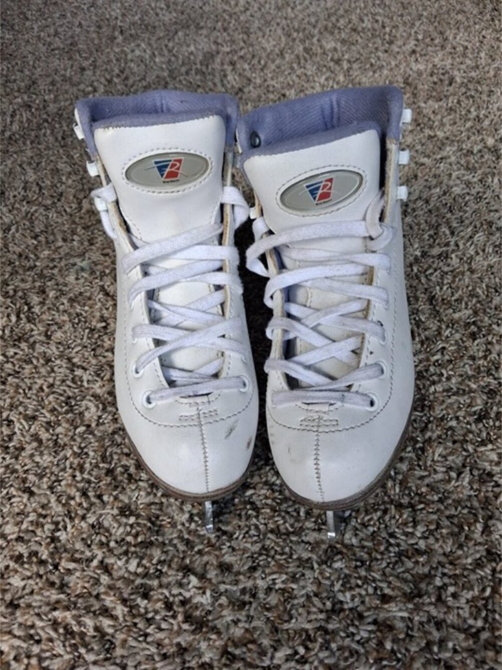 Riedell Youth Figure Ice Skates White Size J13 Leather Boots Blades Kids Girls B